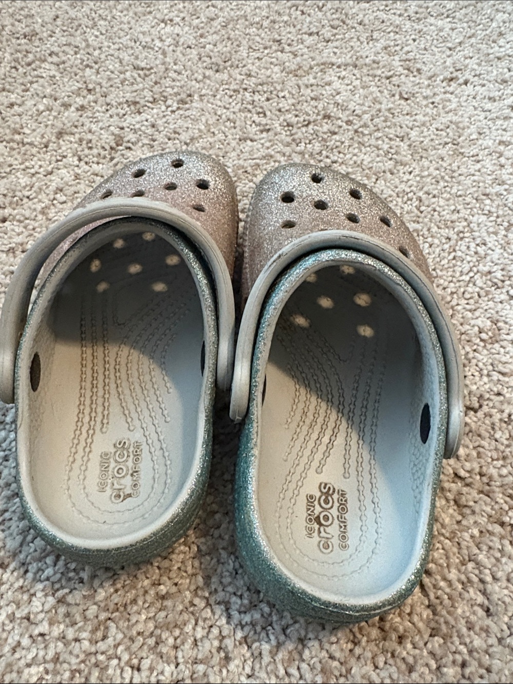 CROCS Kids Glitter Clog in Silver and Pink - Picture 2 of 4